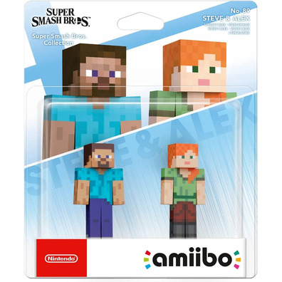 Amiibo Minecraft Steve y Alex (Super Smash Bros)