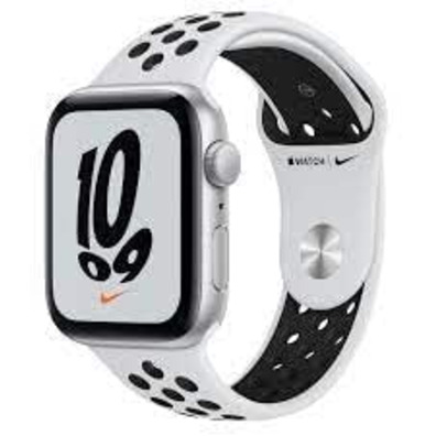 Apple Watch SE Nike GPS 44 mm Caja de Aluminio en Plata/Correa Deportiva Nike Platino Negro