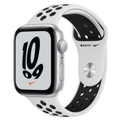 Apple Watch SE Nike GPS 44 mm Caja de Aluminio en Plata/Correa Deportiva Nike Platino Negro