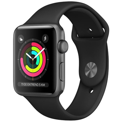 Apple Watch Series 3 38mm GPS Aluminio/Gris Espacial con correa deportiva Negra MTF02QL/A