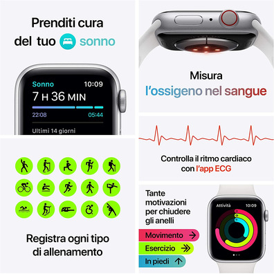 Apple Watch Series 6 GPS/Cellular 40mm Caja de Aluminio en Plata/Correa Deportiva Blanca