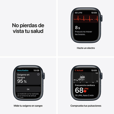 Apple Watch Series 7 GPS/Cellular 41 mm Caja de Aluminio en Negro Medianoche/Correa deportiva Negro