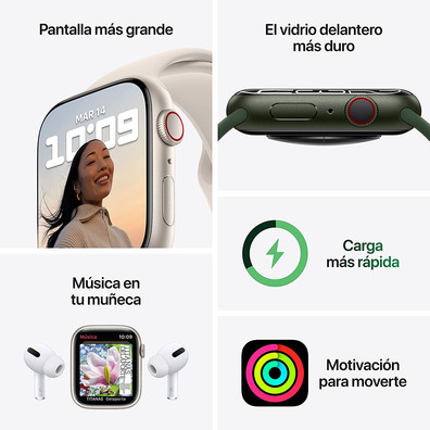 Apple Watch Series 7 GPS/Cellular 41 mm Caja de Aluminio en Negro Medianoche/Correa deportiva Negro