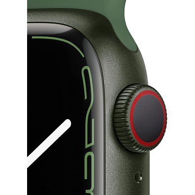 Apple Watch Series 7 GPS/Cellular 41 mm Caja de Aluminio en Verde/Correa deportiva Verde Trebol