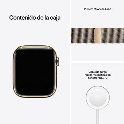 Apple Watch Series 7 GPS/Cellular 45 mm Caja de Acero Oro/Correa Milanesa en Oro