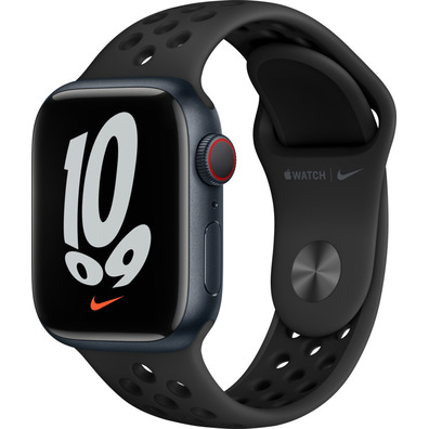 Apple Watch Series 7 Nike GPS/Cellular 41 mm Caja de Aluminio en Negro Medianoche/Correa Nike