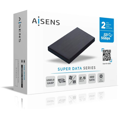 Caja Externa 2.5 '' USB 3.1 sata AISENS Aluminio Negro