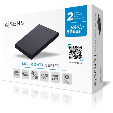 Caja Externa 2.5 '' USB 3.1 sata AISENS Aluminio Negro