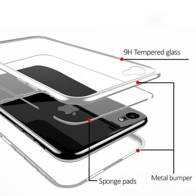 Magnetischer Kasten mit ausgeglichenem Glas iPhone 7/8 Plus Rot