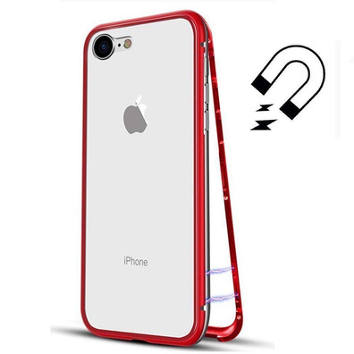 Magnetischer Kasten mit ausgeglichenem Glas iPhone 7/8 Rot