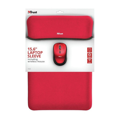 Funda + Ratón Inalámbrico Trust Yvo 15.6 " Rojo