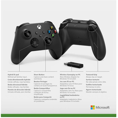 Mando Xbox Series Schwarz + Adaptador Wireless PC