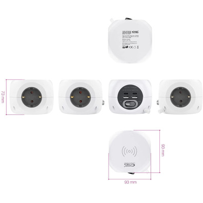 Nanocable Base de 3 enchufes/4 USB/Carga inalámbrica