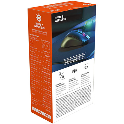 Ratón Steelseries Rival 3 18000DPI Wireless Óptico Negro