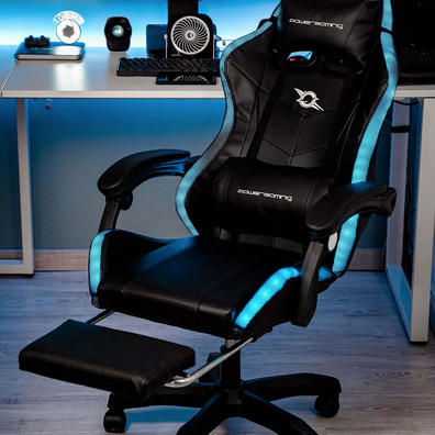 Silla Gaming PowerGaming LED RGB con Reposapiés-Negro