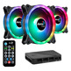 Pack 3 Ventiladores Aerocool Dúo Pro 12 cm + H66F HUB + Mando a Distancia